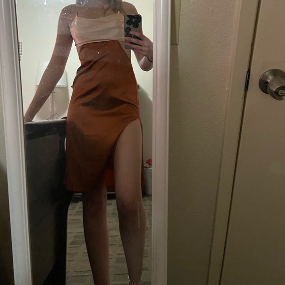 Silk pink and brown dress bought for a wedding but never worn - Picture 5 of 5